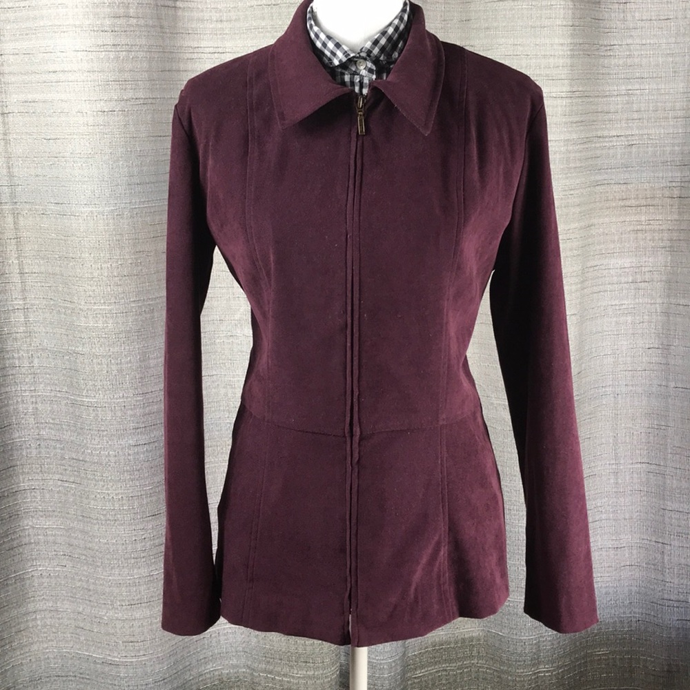 Apostrophe Plum Colored Zip Up Jacket - Picture 3 of 5